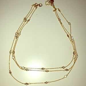 Raw & Rebellious 3 layer gold crystal necklace